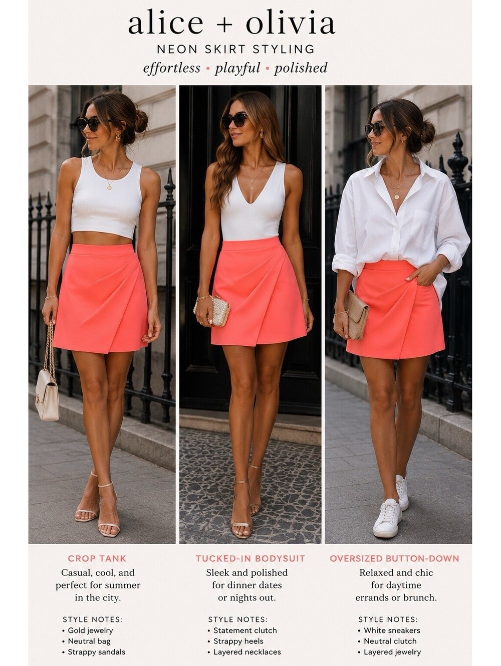 Alice + Olivia Shaylee Neon Coral Mini Skirt asymmetrical wrap drape  Size 0